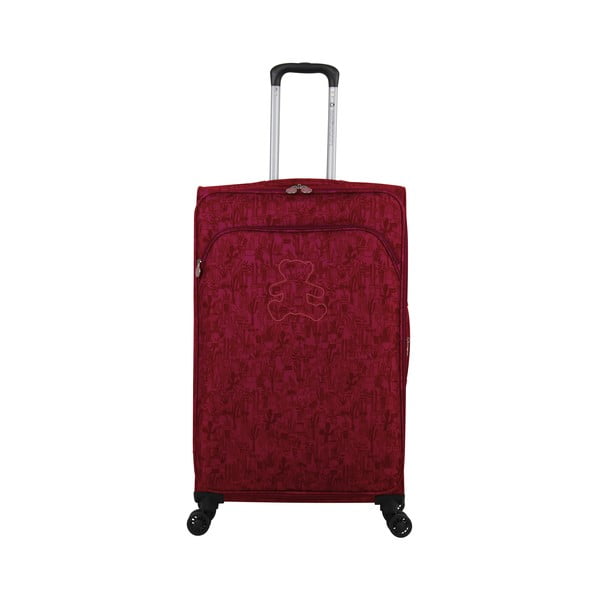 Fuchsiově růžové zavazadlo na 4 kolečkách Lulucastagnette Teddy Bear, 71 l