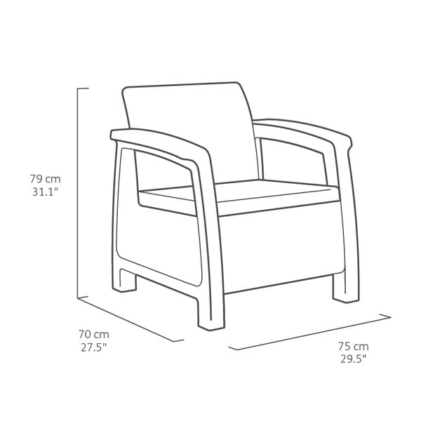 Tmavě šedý zahradní lounge set pro 4 Corfu – Keter-image-3