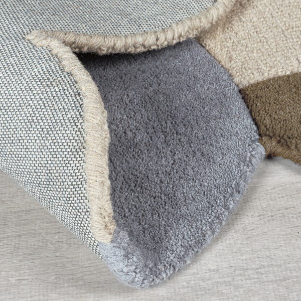 Šedobéžový ručně tkaný vlněný koberec 160x230 cm Mia Scallop Frame – Flair Rugs-image-3