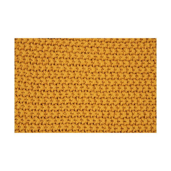 Žlutá pletená deka z recyklované bavlny 130x170 cm Santos – House Nordic-image-2