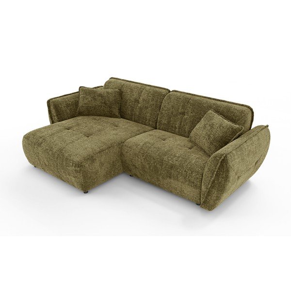 Zelená žinylková rohová pohovka (levý roh/s lenoškou) Nelia – Ropez-image-2