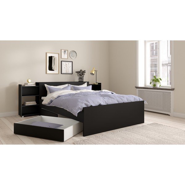 Černé šuplíky pod postel v sadě 2 ks 90x190/140x190 cm Naia – Tvilum-image-1