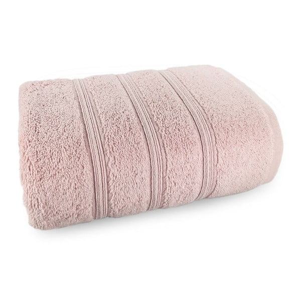 Pudrově růžový ručník ze 100% bavlny Marie Lou Majo, 90 x 50 cm