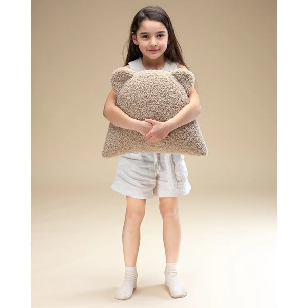 Světle hnědý dětský pohovkový polštář z textilie bouclé Bear – Wigiwama-image-3