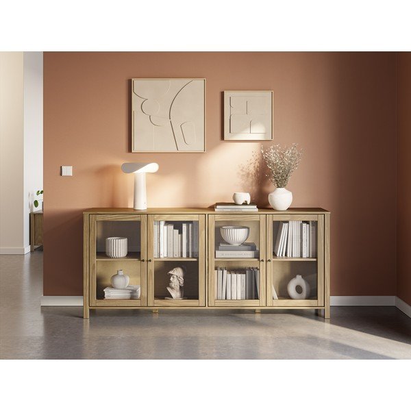 Vitrína z borovicového dřeva v přírodní barvě 186x80x40 cm Alessandra – Marckeric-image-1