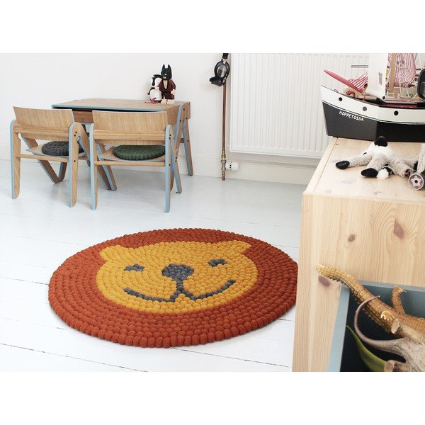 Dětský kuličkový vlněný koberec Wooldot Ball Rugs Lion, ⌀ 90 cm-image-1
