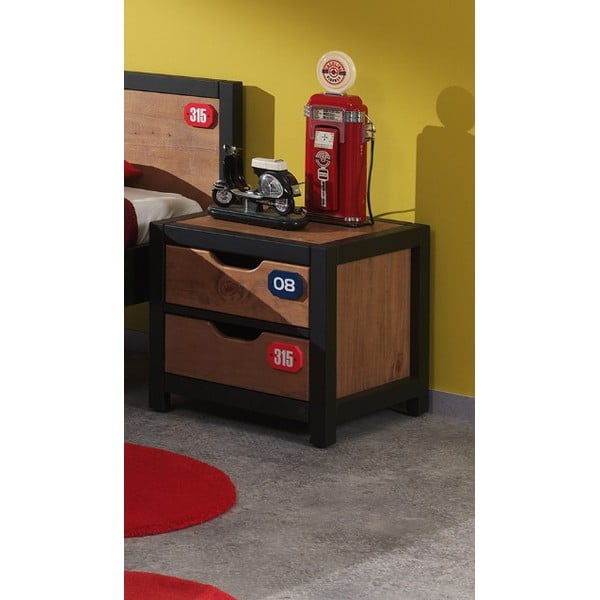 Hnědý noční stolek z borovicového dřeva Vipack Alex-image-1