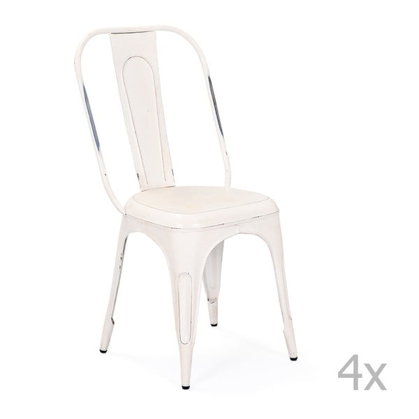 Sada 4 bílých kovových jídelních židlí Interlink Aix