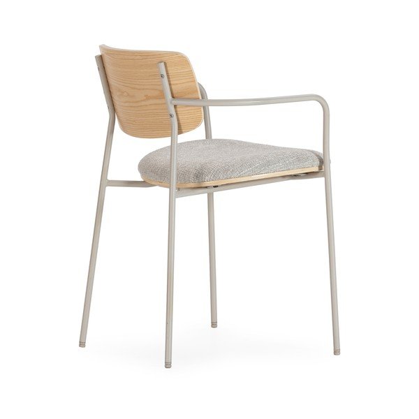 Světle šedá/v přírodní barvě čalouněná jídelní křesla v sadě s područkami Nour – MOME-image-4