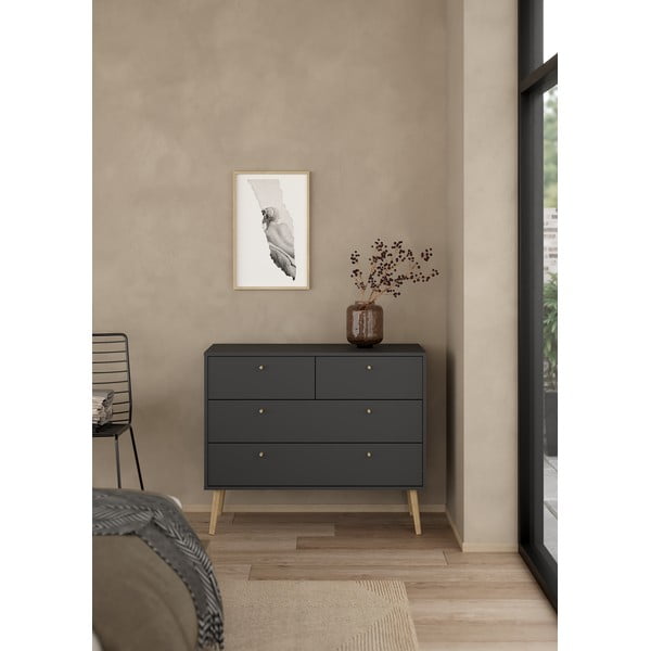 Antracitová nízká komoda 99x82 cm Bodo – Tvilum-image-1