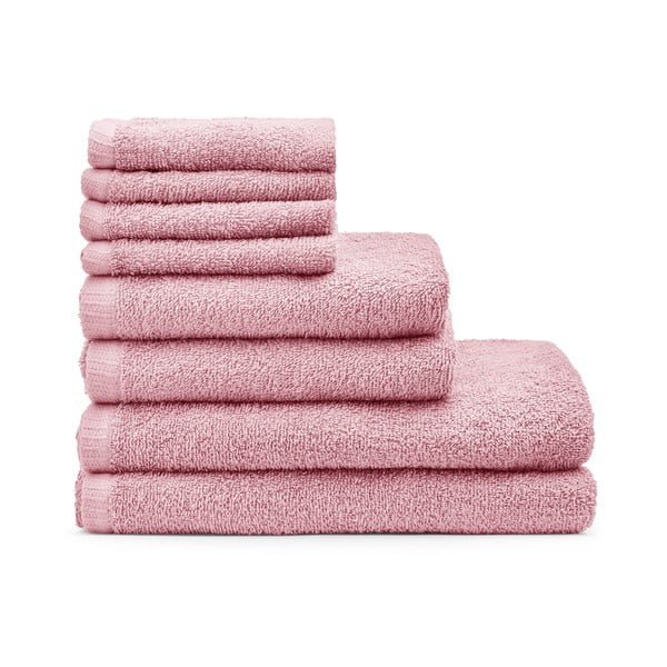 Růžové rychleschnoucí/froté bavlněné ručníky a osušky v sadě 8 ks Quick Dry – Catherine Lansfield