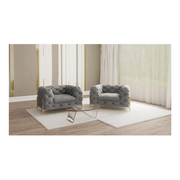 Šedé sametové křeslo Chelsea Bis – Ropez-image-1