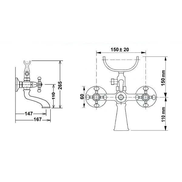 Nástěnná vanová baterie v bronzové barvě (2 výstupy) Antea – Sapho-image-4