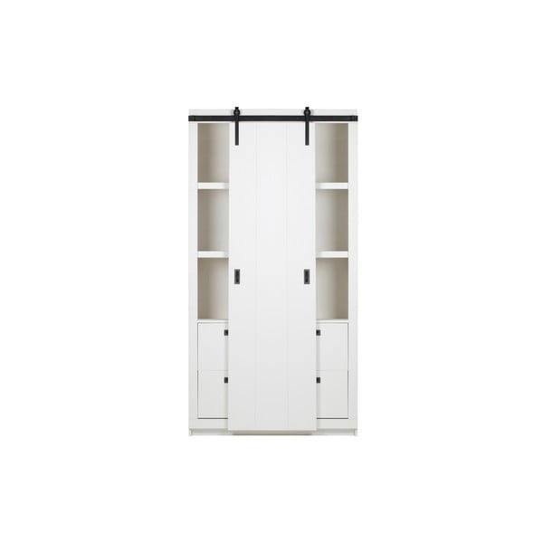 Bílá šatní skříň z borovicového dřeva s posuvnými dveřmi 122x232 cm Slide - vtwonen-image-4