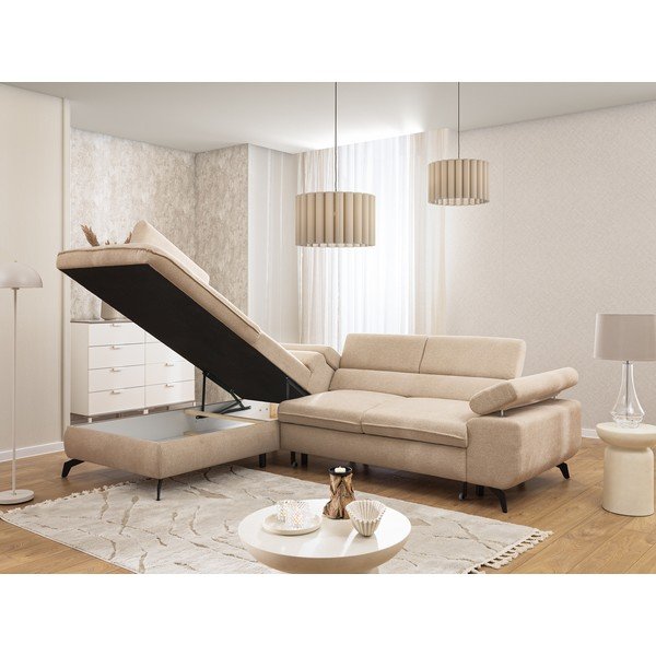 Béžová žinylková rohová pohovka (levý roh/do L) Marbeya  – Ropez-image-4