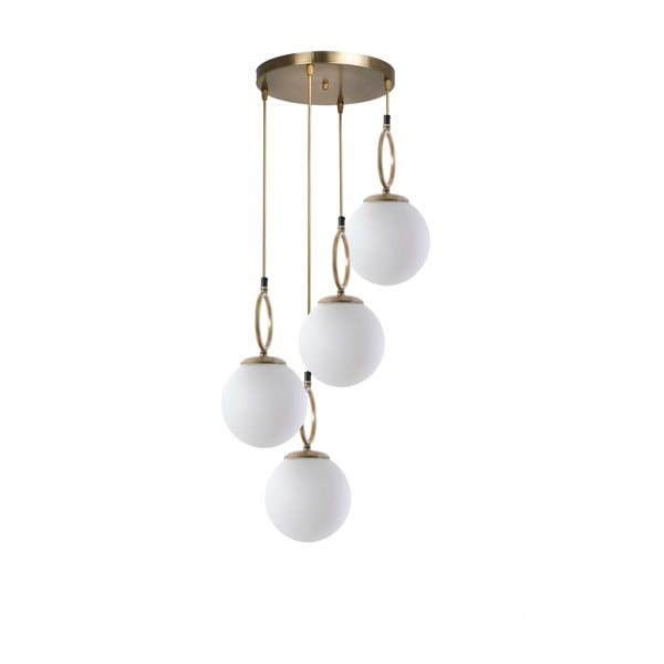 Závěsné svítidlo v bílo-zlaté barvě se skleněným stínidlem ø 30 cm Morino – Opviq lights