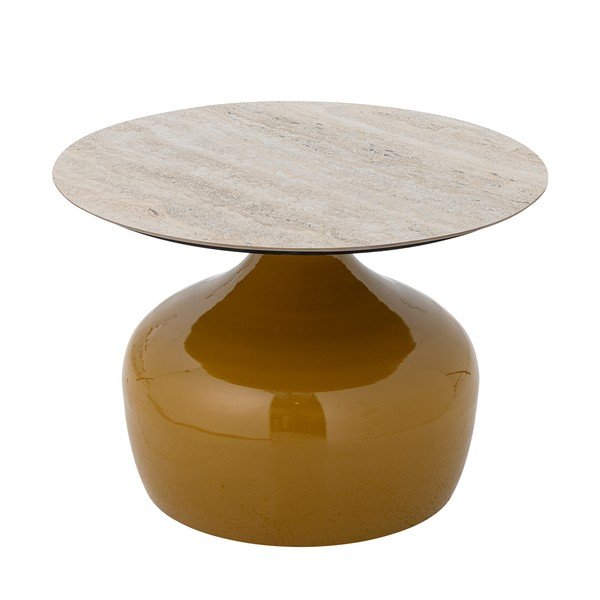 Žlutý kulatý konferenční stolek s keramickou deskou ø 60 cm Lecco – Bloomingville-image-4