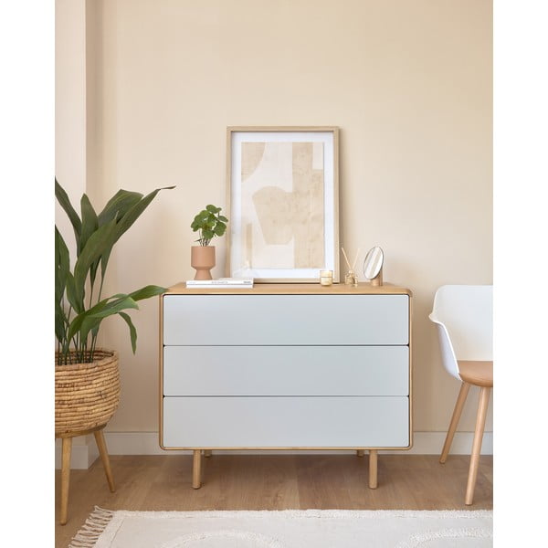 Šedá/v přírodní barvě komoda v dekoru jasanu 99x78,5x42 cm Anielle – Kave Home-image-1