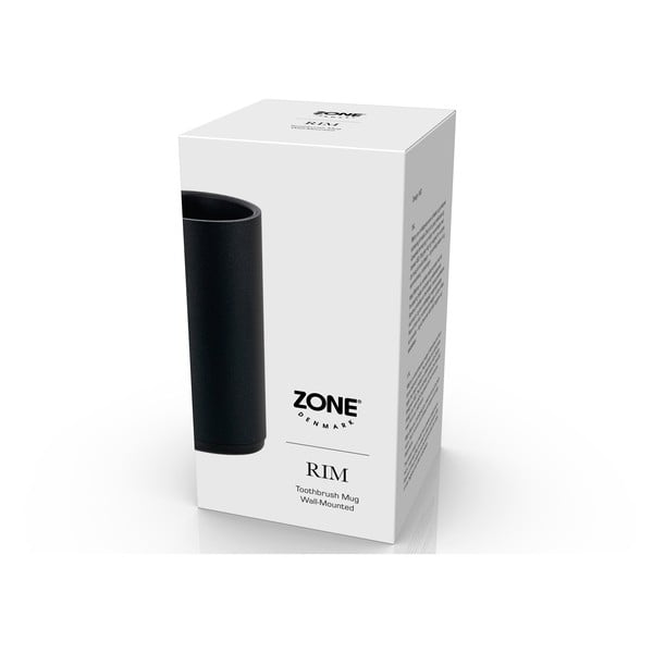 Černý nástěnný kovový kelímek na zubní kartáčky Rim - Zone-image-1