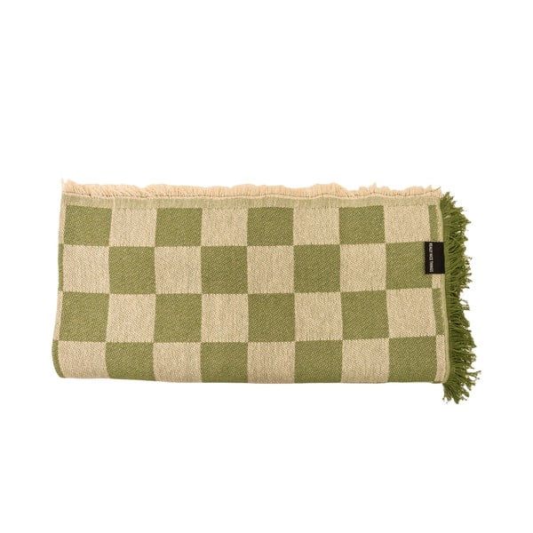 Zeleno-béžový přehoz na dvoulůžko 240x240 cm Green Checkerboard – Really Nice Things