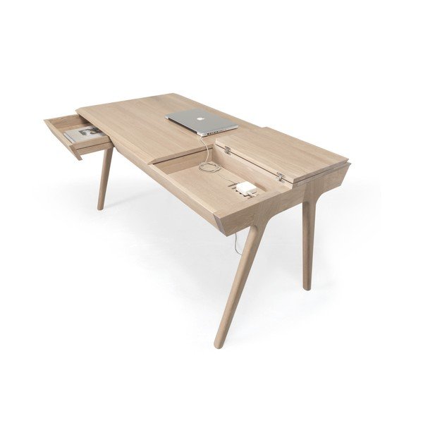 Pracovní stůl z dubového dřeva s úložným prostorem Wewood - Portuguese Joinery Metis-image-1