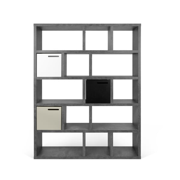 Šedá knihovna v dekoru betonu 150x198 cm Berlin – TemaHome-image-3