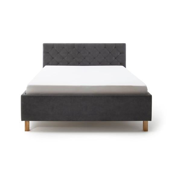Tmavě šedá čalouněná dvoulůžková postel s úložným prostorem s roštem 180x200 cm San Remo – Meise Möbel-image-2