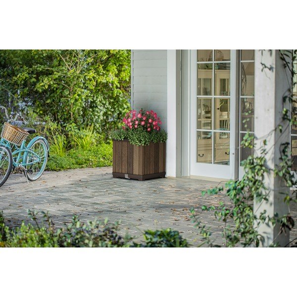 Plastový samozavlažovací květináč Deco Square – Keter-image-1