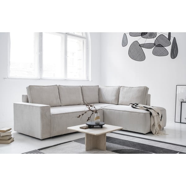 Bílá manšestrová rozkládací rohová pohovka (pravý roh) Brave Dave – Miuform-image-3