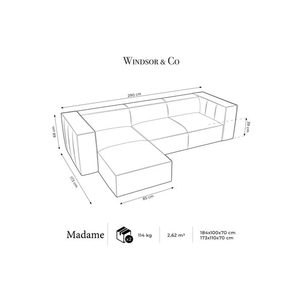 Tmavě modrá kožená rohová pohovka (levý roh) Madame – Windsor & Co Sofas-image-4