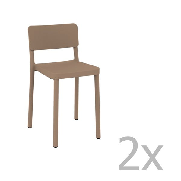 Sada 2 pískově hnědých barových židlí vhodných do exteriéru Resol Lisboa, výška 72,9 cm