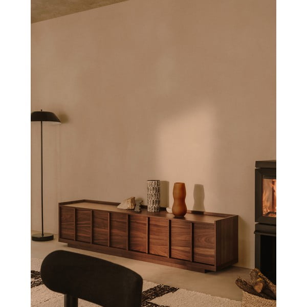 Hnědý TV stolek v dekoru ořechu 200x47x40 cm Onix – Kave Home-image-1