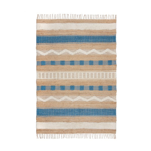 Ručně tkaný koberec s příměsí juty v modro-přírodní barvě 160x230 cm Medina Jute – Flair Rugs