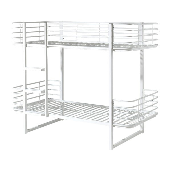 Bílá kovová patrová dětská postel s roštem 90x200 cm Oscar – Vipack