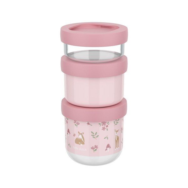 Světle růžové plastové dětské svačinové boxy v sadě 3 ks Fairy Garden – Mepal