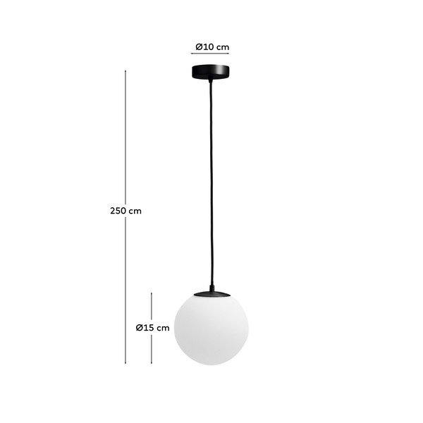 Bílé/černé kovové závěsné svítidlo se skleněným stínidlem ø 15 cm Brisia – Kave Home-image-3