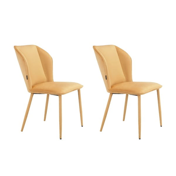 Žluté sametové jídelní židle v sadě 2 ks Wilma – Støraa-image-4