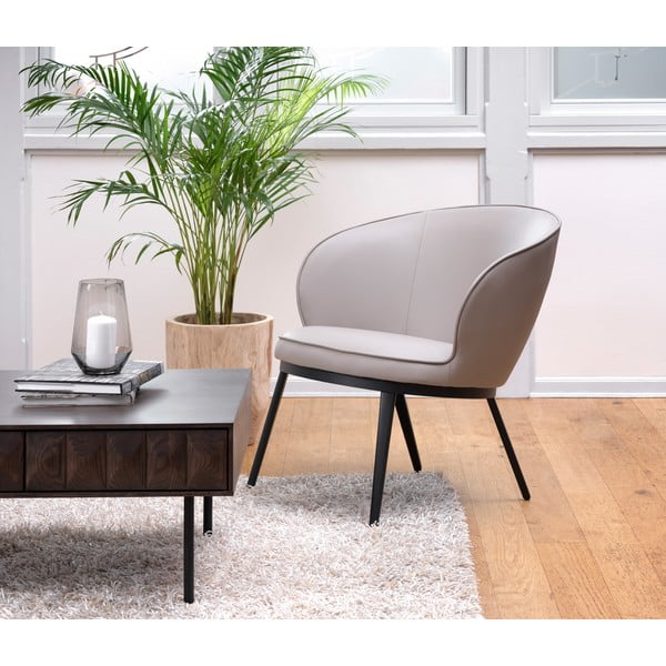 Šedobéžové křeslo z imitace kůže Gain – Unique Furniture-image-1