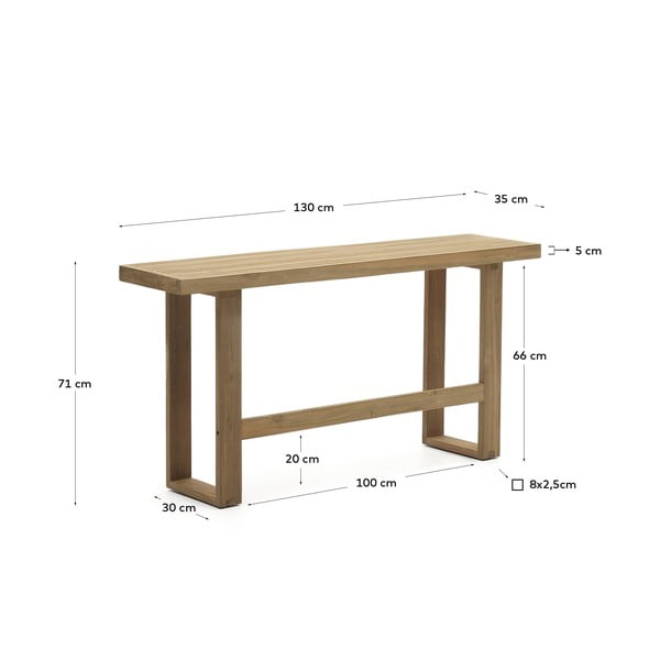 Dřevěná zahradní lavice v přírodní barvě Canadell – Kave Home-image-4