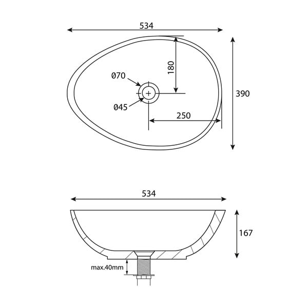 Tmavě šedé betonové umyvadlo 53x39 cm Punc – Sapho-image-3