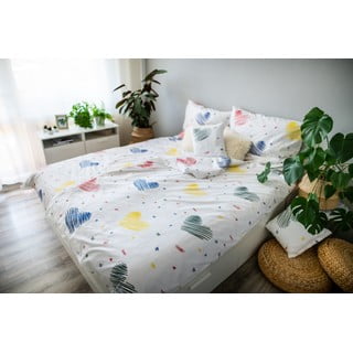 Bílé bavlněné povlečení na jednolůžko 140x200 cm LP Dita Graffiti Heart – Cotton House