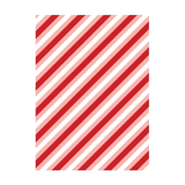 5 archů červeno-bílého balícího papíru eleanor stuart Candy Stripes, 50 x 70 cm