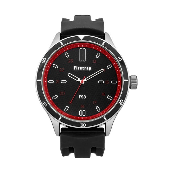 Pánské hodinky Firetrap Gents Black Silicon Strap/Brushed Dial, 45 mm