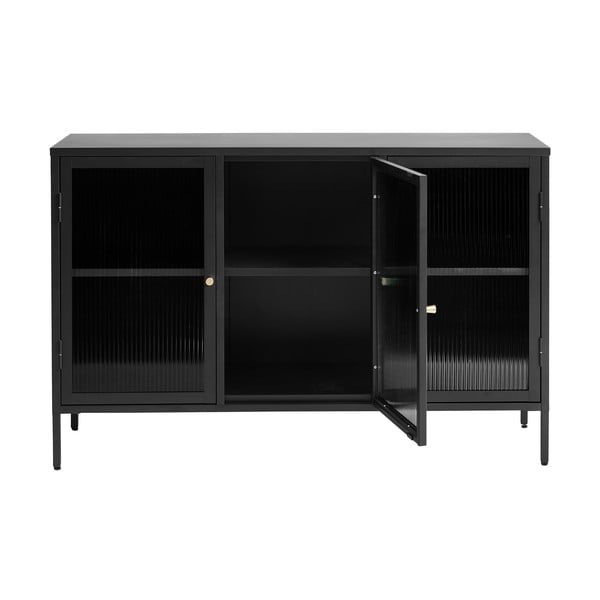 Černá kovová vitrína 132x85 cm Bronco – Unique Furniture-image-3