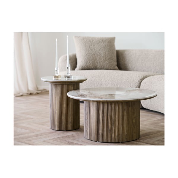 Kulatý odkládací stolek s deskou v dekoru mramoru ø 45 cm Athens – House Nordic-image-2