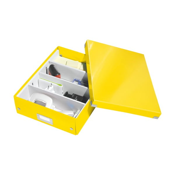Žlutý kartonový úložný box s víkem 28x37x10 cm Click&Store – Leitz