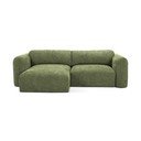 Zelená žinylková rozkládací/s úložným prostorem rohová pohovka (levý roh/s lenoškou) Mele – Makamii