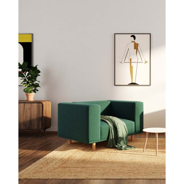 Tmavě zelené sametové relaxační křeslo Kukumo – Ame Yens-image-1