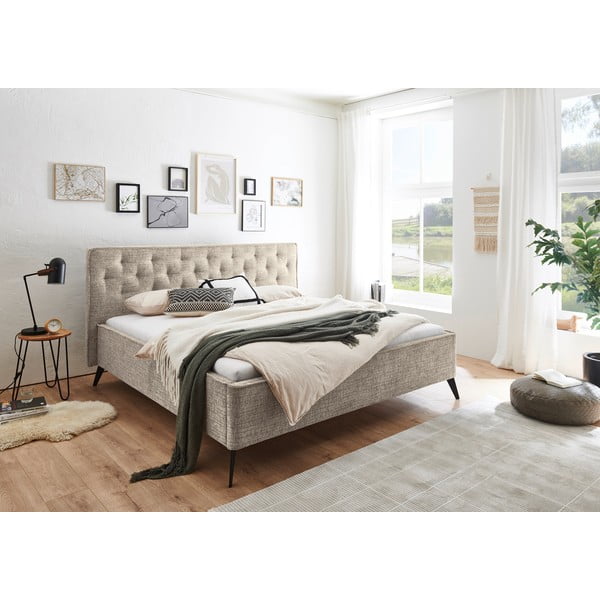 Béžová čalouněná dvoulůžková postel bez roštu 180x200 cm Alicante – Meise Möbel-image-1
