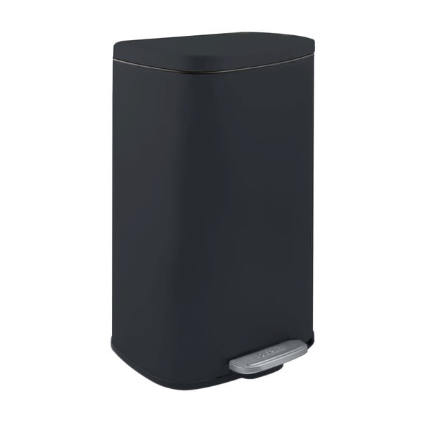 Matně černý nášlapný ocelový odpadkový koš 50 l   Akira – Spirella